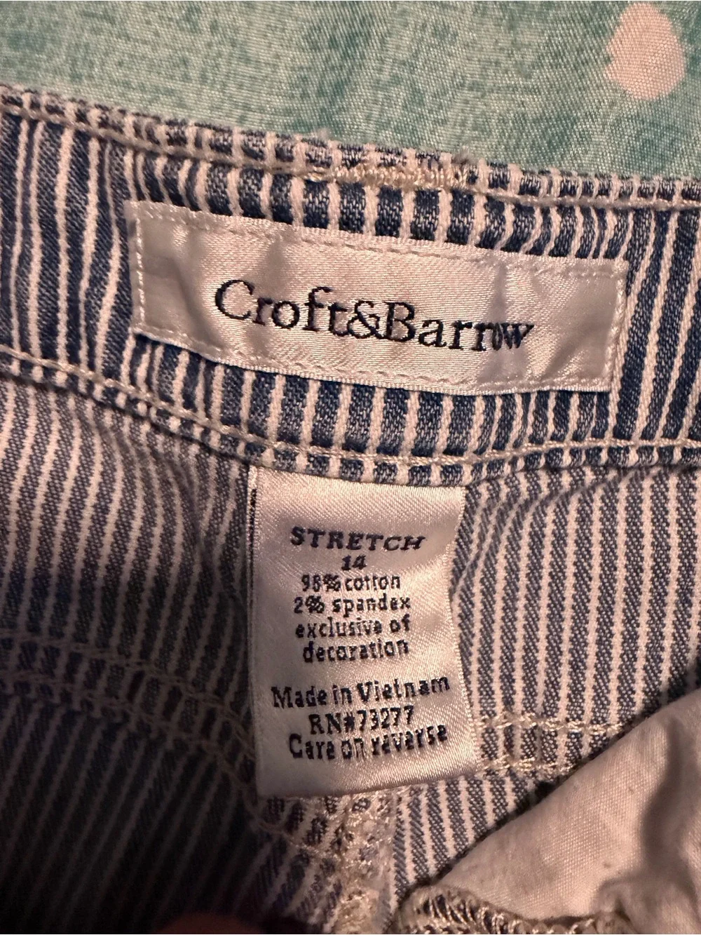 SZ 14 Women’s Blue Striped Stretch Cotton Shorts. MUST BE BUNDLED